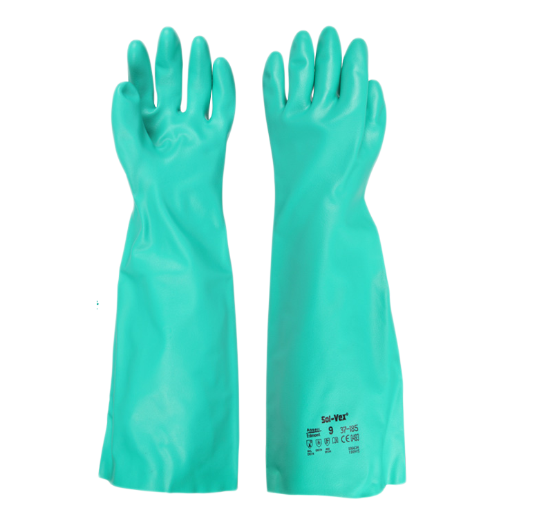 Ansell安思尔37-185手套加长加厚耐油防滑耐强酸强碱工业防化手套